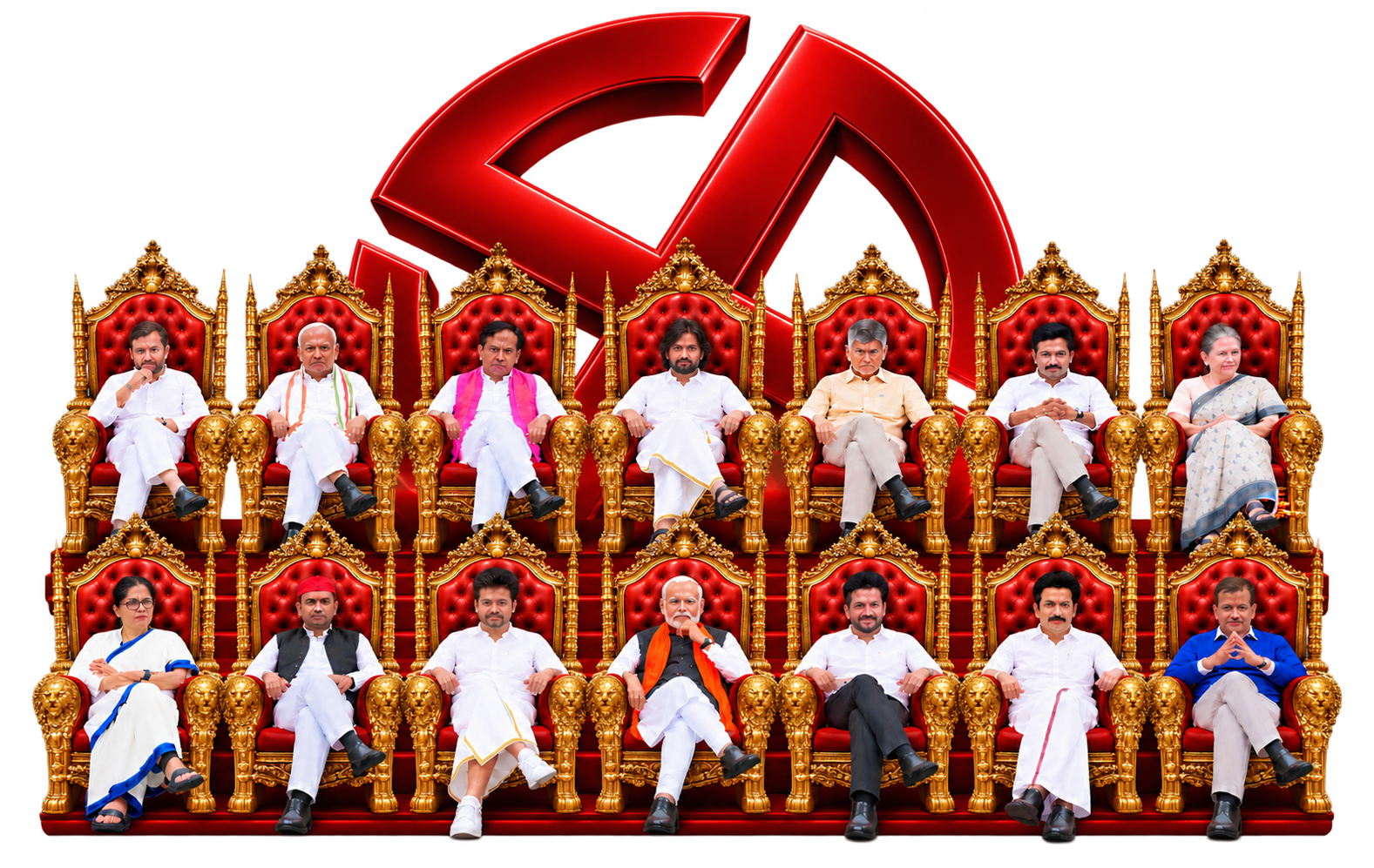 Leading Indian political figures seated together, representing the range of political consulting firms in India